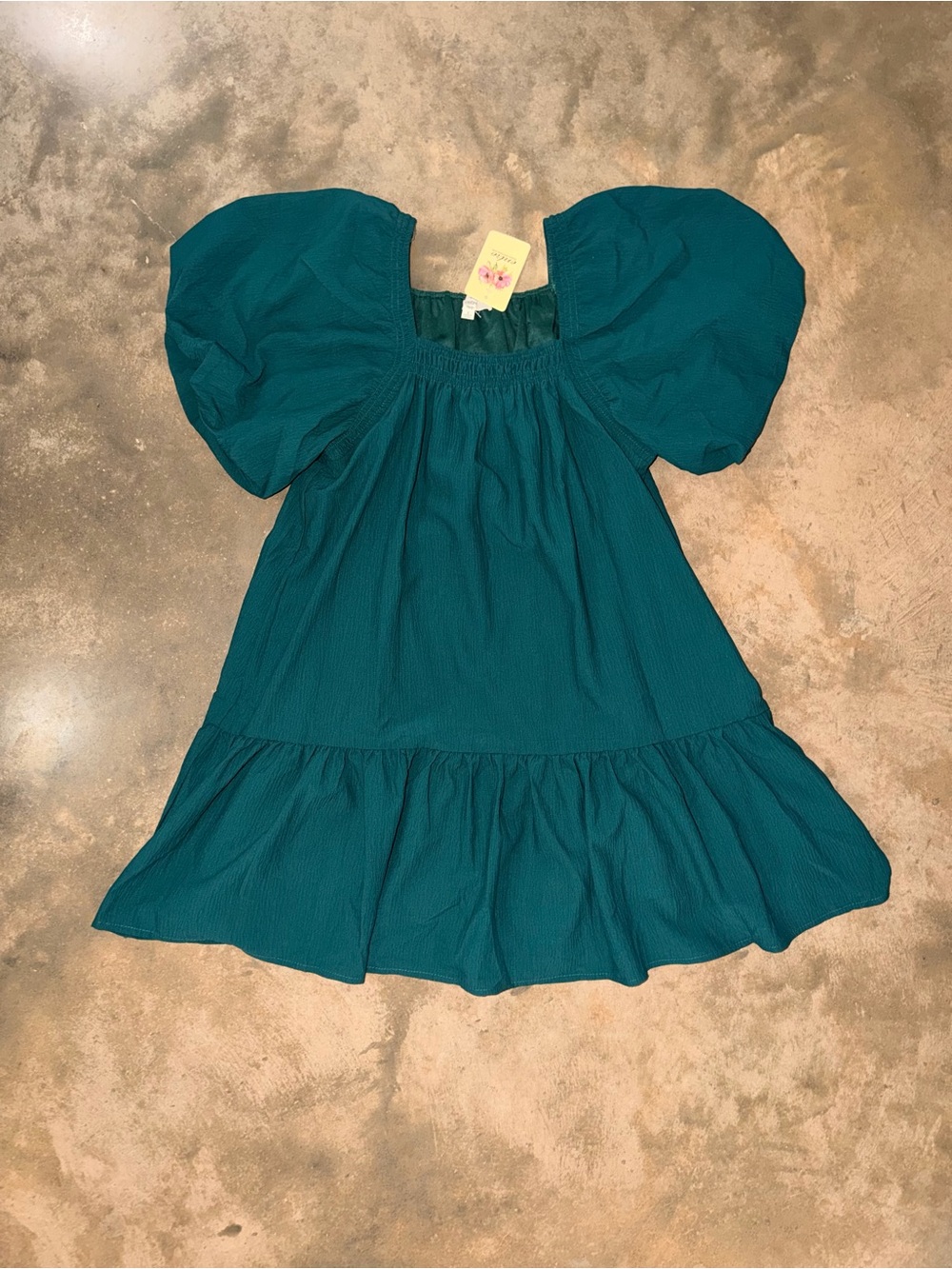Entro Hunter Green Puff Sleeve Mini Dress NWT Small Boutique